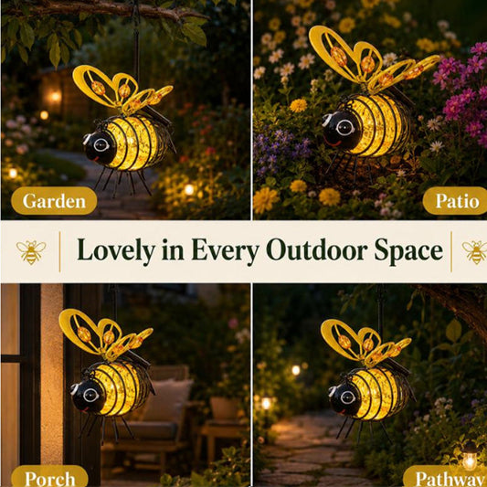 🌙🍃🪴 50 % rabatt i en begrenset periode! Hengende solcellelampe formet som en bie – varmt ravgult lys, flimmerfritt, perfekt til hagefester, camping eller barnerom – spre glede både dag og natt. 🌞🌜