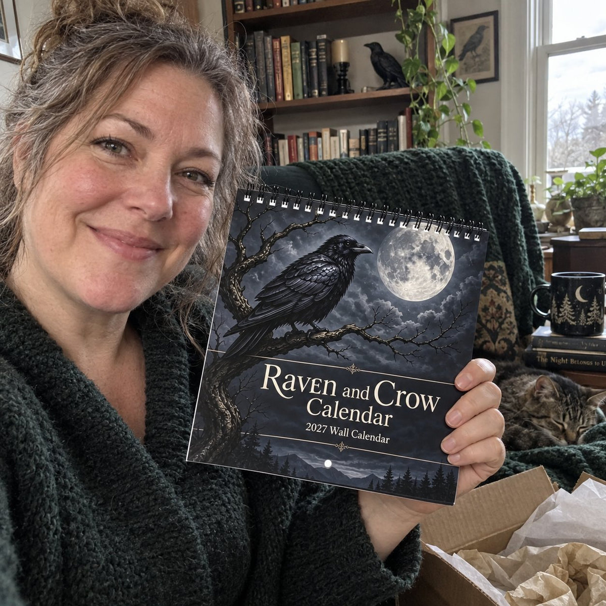 🐦‍⬛Raven & Crow 2027 veggkalender — 12 måneder med gotisk kunst i måneskinn🖤