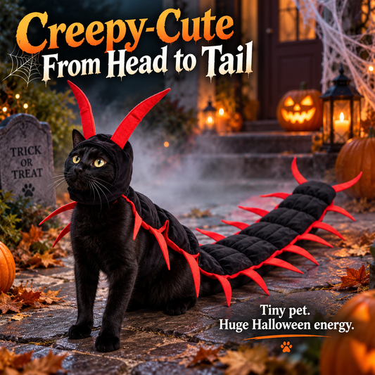 🎃Skummelt-søtt Halloween-kostyme som tusenbein – 3D-antrekk som ser ut som om det kryper, for hunder og katter🐾