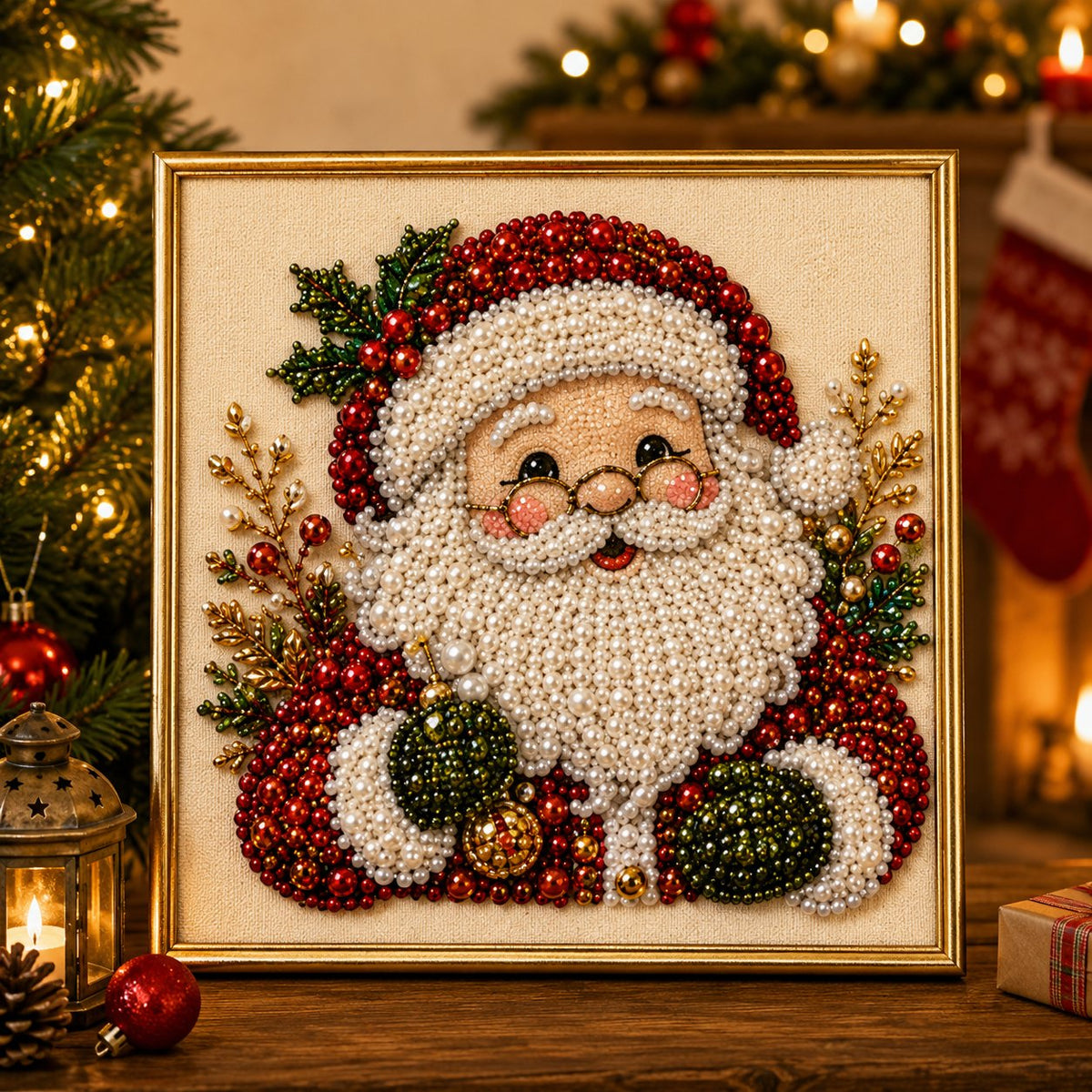 🧘Avslappende og nybegynnervennlig - 🎨💎DIY diamantmalingssett med juleperler og ramme