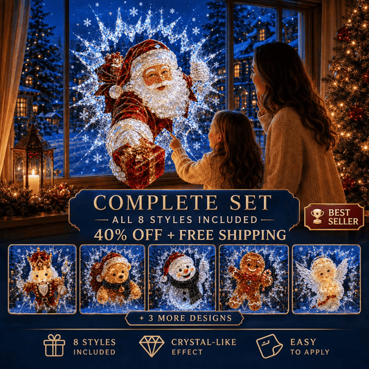 🔥SPESIALTILBUD 49 % RABATT✨🎄Krystall-juleklistremerke med innbruddsmotiv — 3D-vindusdekorasjon med knust glass til jul