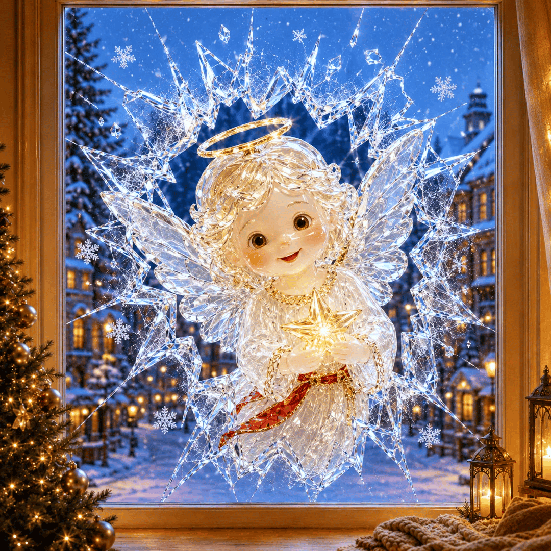 🔥SPESIALTILBUD 49 % RABATT✨🎄Krystall-juleklistremerke med innbruddsmotiv — 3D-vindusdekorasjon med knust glass til jul