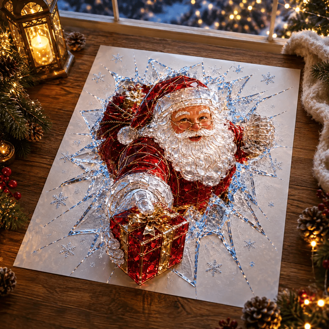 🔥SPESIALTILBUD 49 % RABATT✨🎄Krystall-juleklistremerke med innbruddsmotiv — 3D-vindusdekorasjon med knust glass til jul