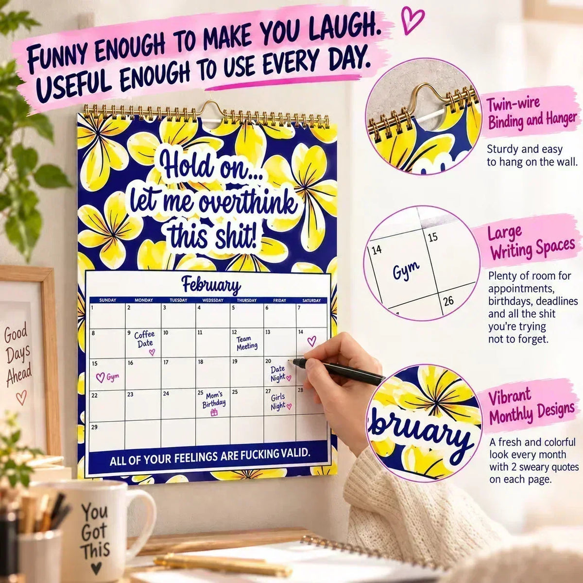 🔥🎉Over 58 000 solgt!🎁🌟2027 Sweary Wall Calendar – Morsom og blasfemisk gave til venner og stresslindring hjemme