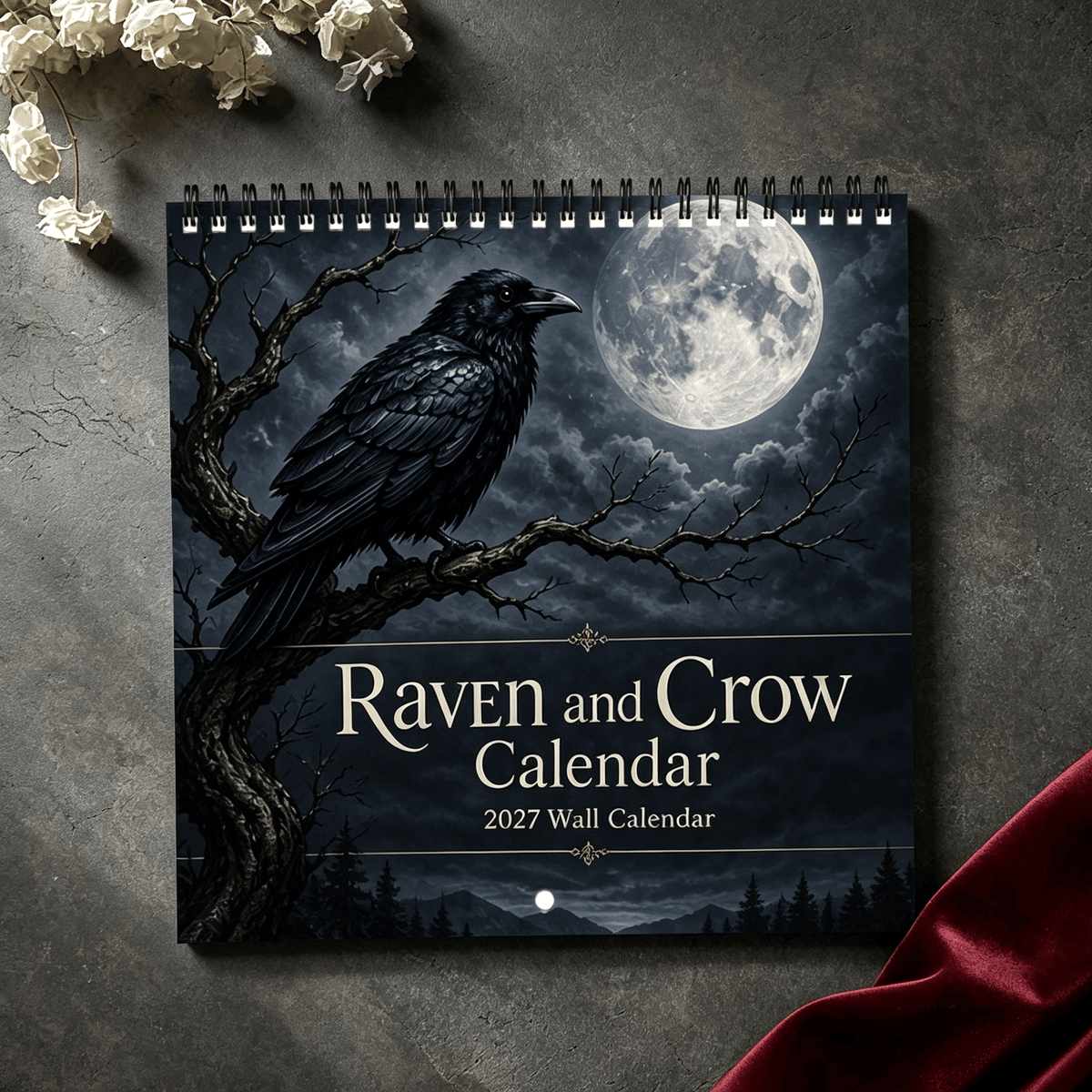 🐦‍⬛Raven & Crow 2027 veggkalender — 12 måneder med gotisk kunst i måneskinn🖤