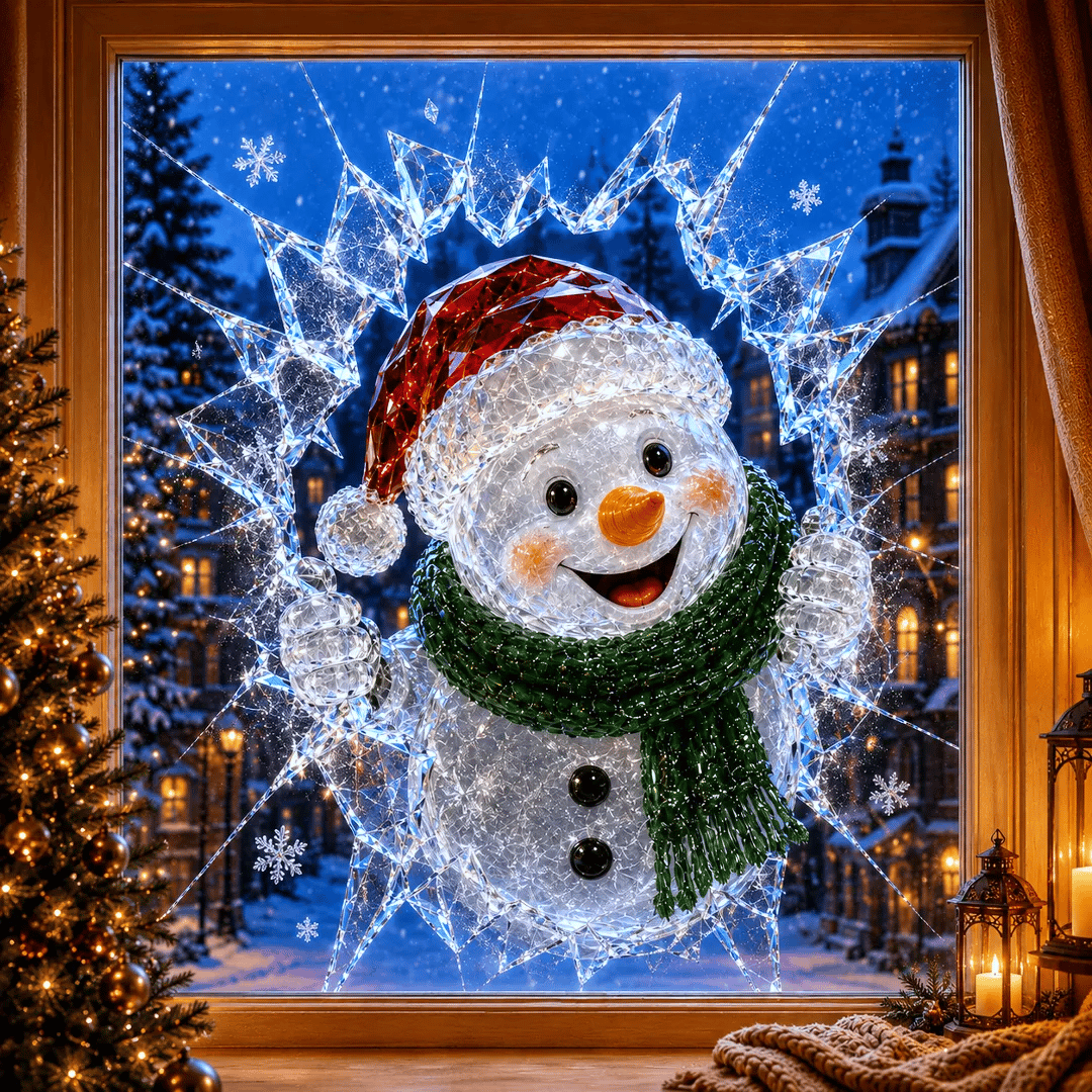 🔥SPESIALTILBUD 49 % RABATT✨🎄Krystall-juleklistremerke med innbruddsmotiv — 3D-vindusdekorasjon med knust glass til jul
