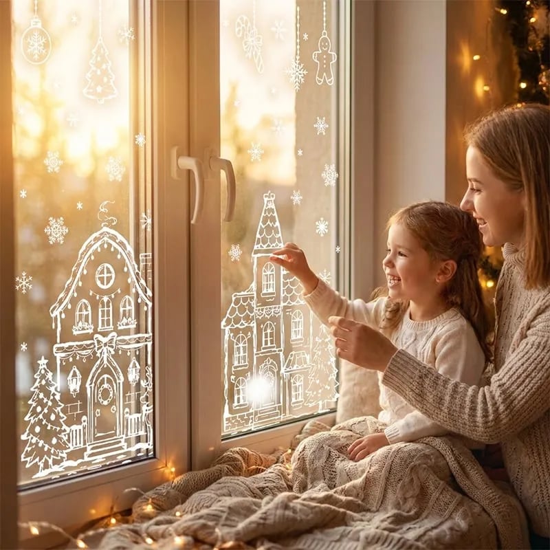 ❄️🎅Sett med statiske julevindusklistremerker