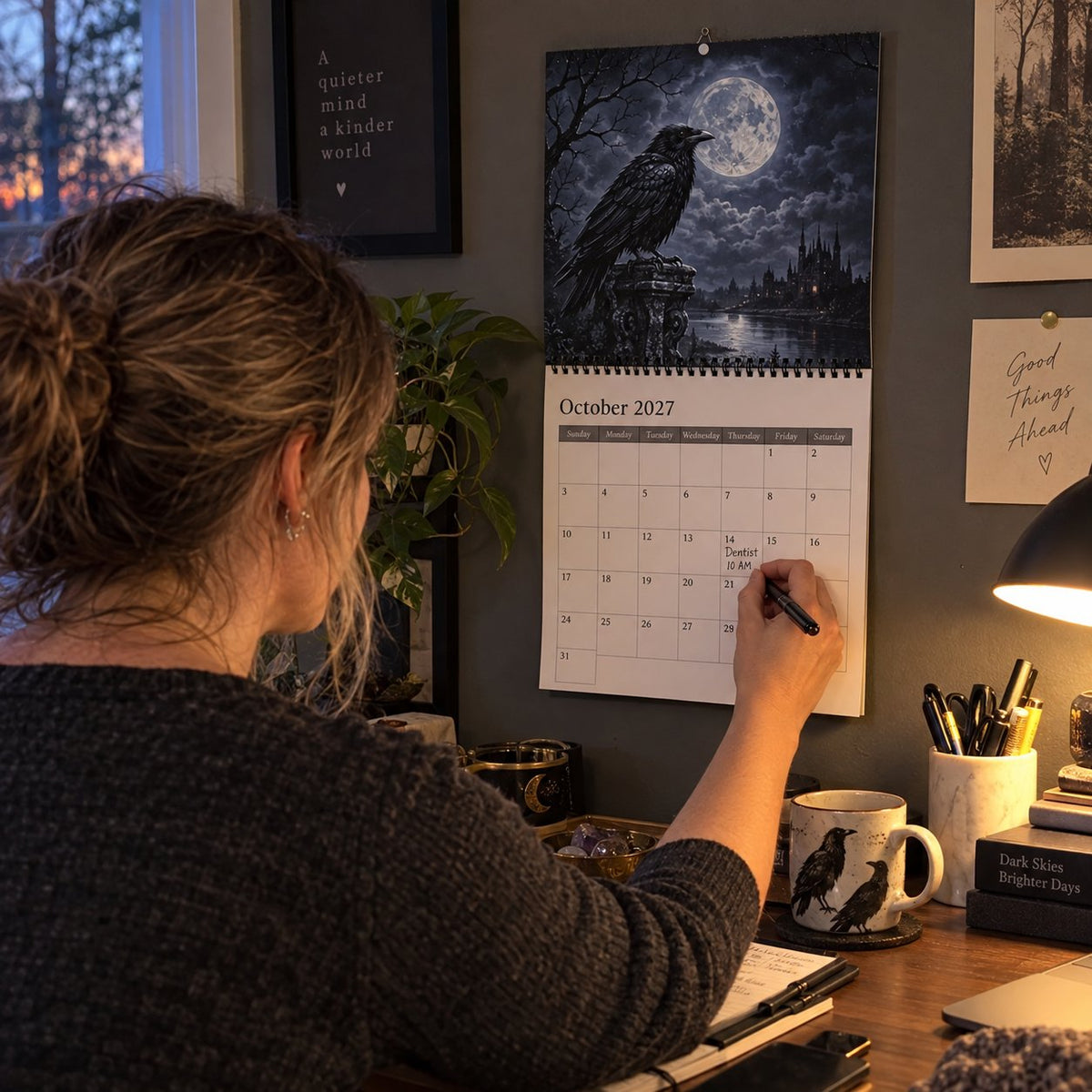 🐦‍⬛Raven & Crow 2027 veggkalender — 12 måneder med gotisk kunst i måneskinn🖤