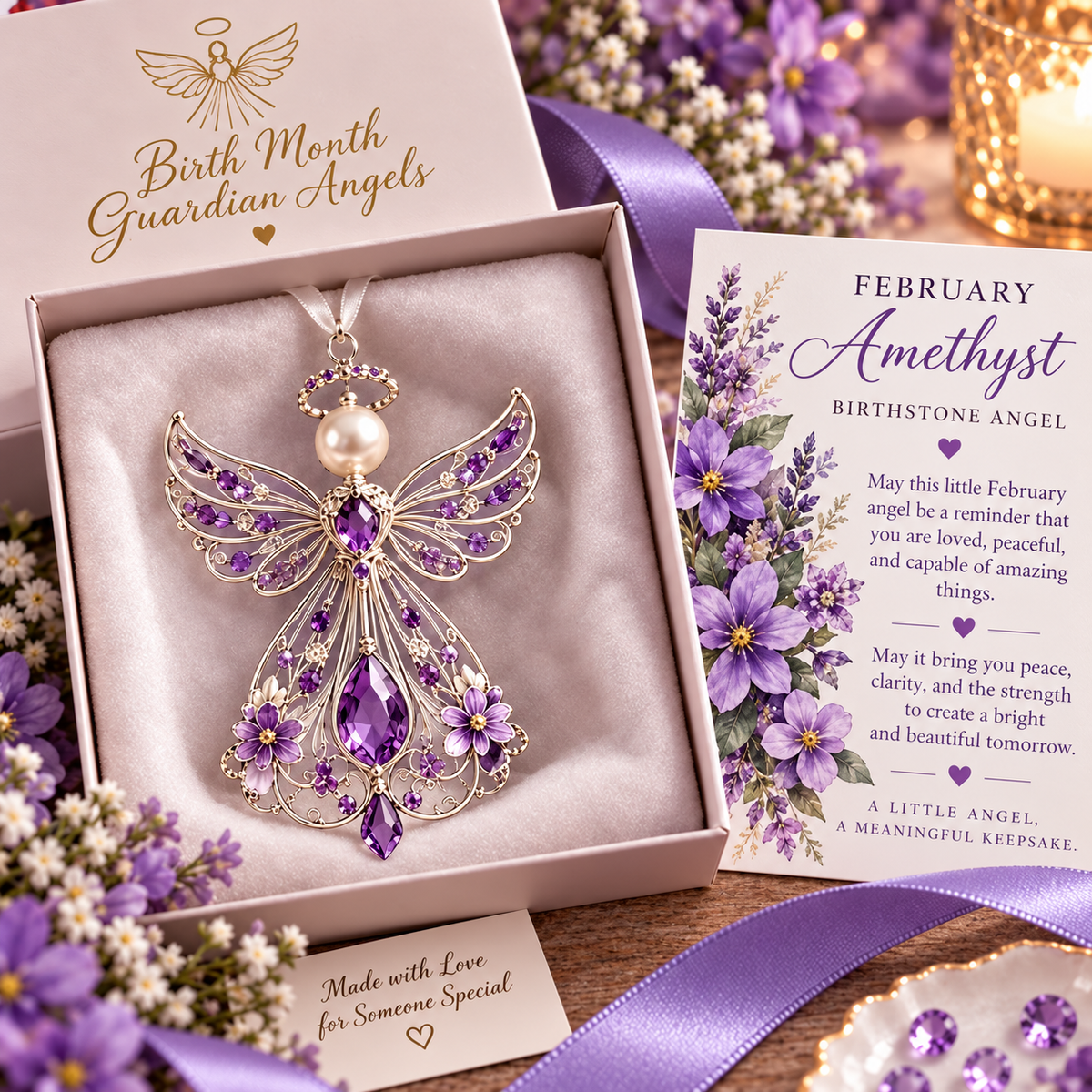 🕊️  Pynt med skytsengel for fødselsmåneden – ikke bare en engel. Deres engel.✨💎
