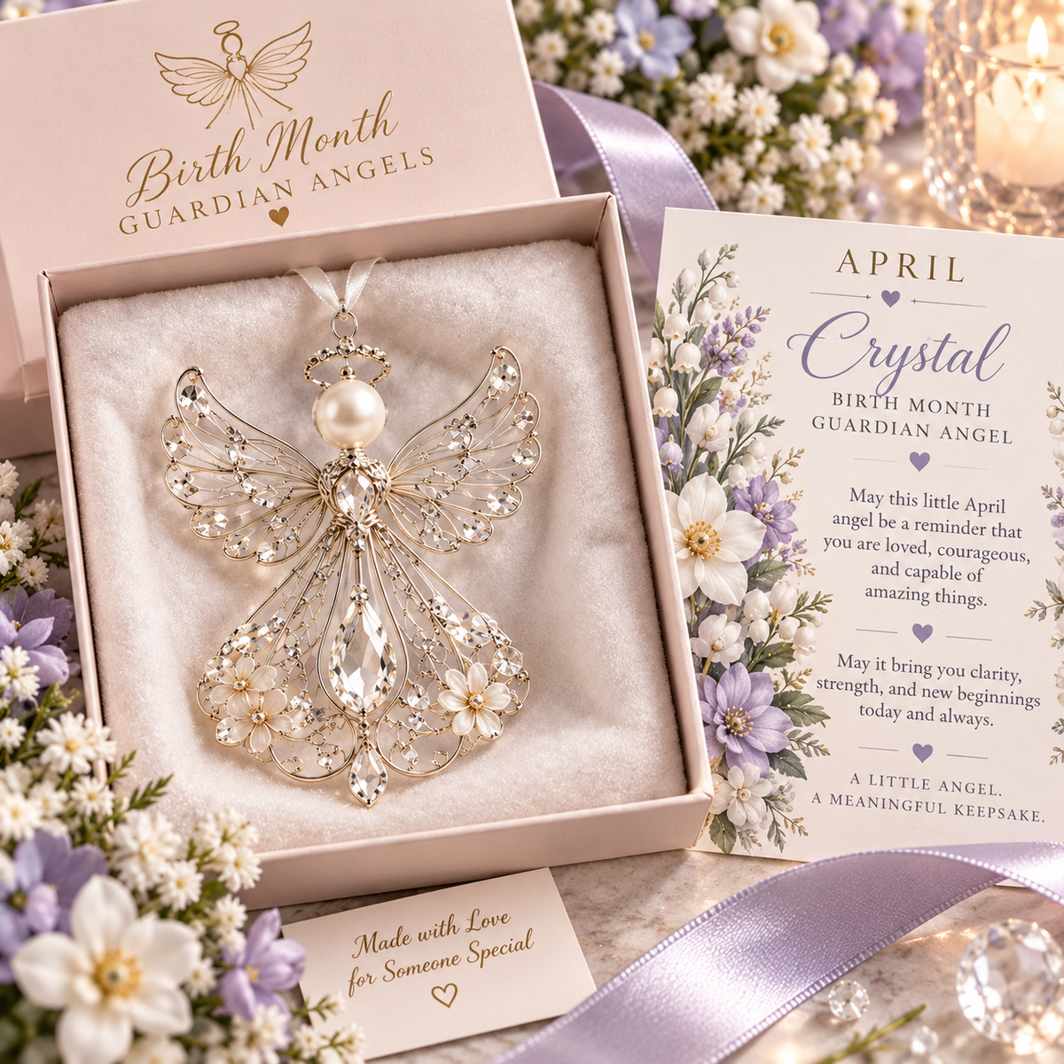 🕊️  Pynt med skytsengel for fødselsmåneden – ikke bare en engel. Deres engel.✨💎