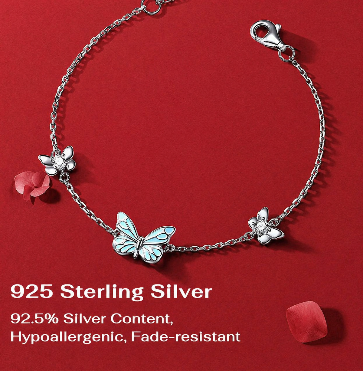 🦋💙Halskjede- og armbåndssett med lysende sommerfugl-anheng