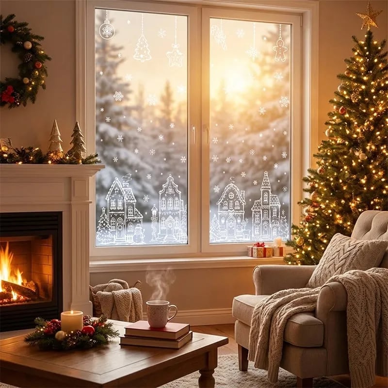 ❄️🎅Sett med statiske julevindusklistremerker