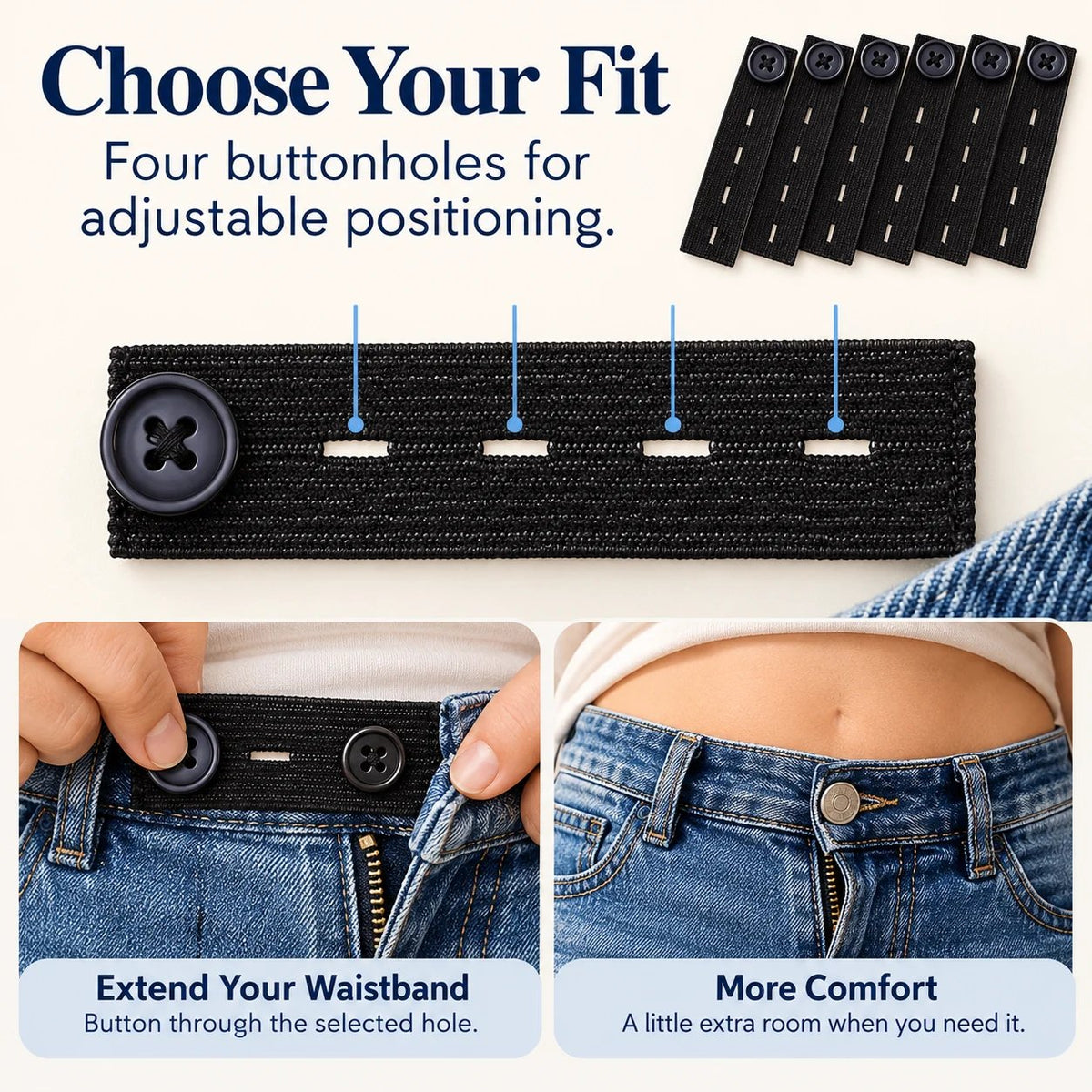 👖 Knapper til forlengelse av elastisk linning – Justerbar komfort