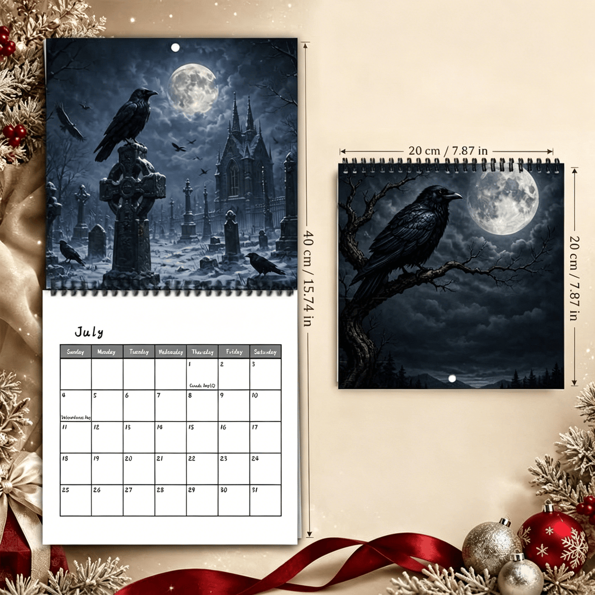 🐦‍⬛Raven & Crow 2027 veggkalender — 12 måneder med gotisk kunst i måneskinn🖤