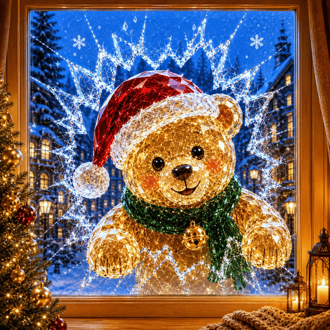 🔥SPESIALTILBUD 49 % RABATT✨🎄Krystall-juleklistremerke med innbruddsmotiv — 3D-vindusdekorasjon med knust glass til jul