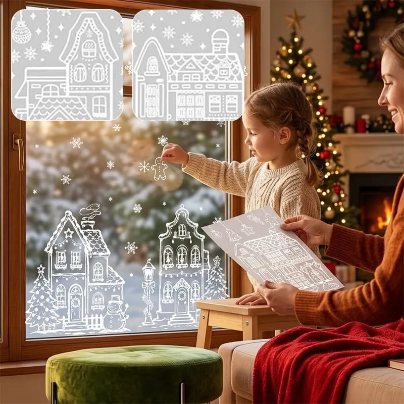 ❄️🎅Sett med statiske julevindusklistremerker