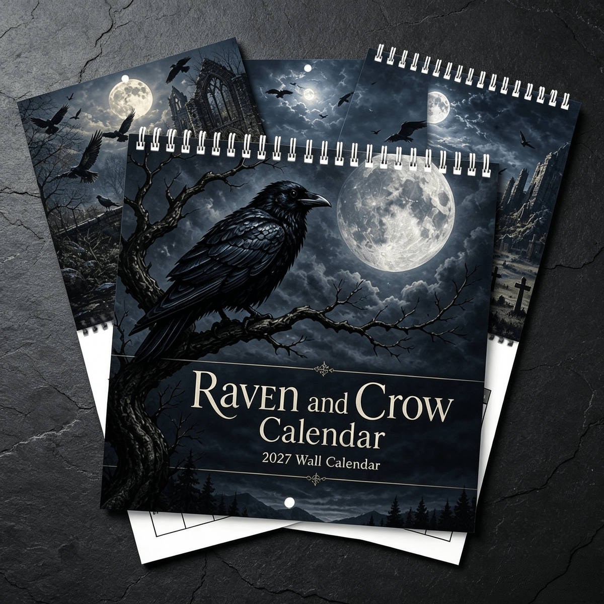 🐦‍⬛Raven & Crow 2027 veggkalender — 12 måneder med gotisk kunst i måneskinn🖤