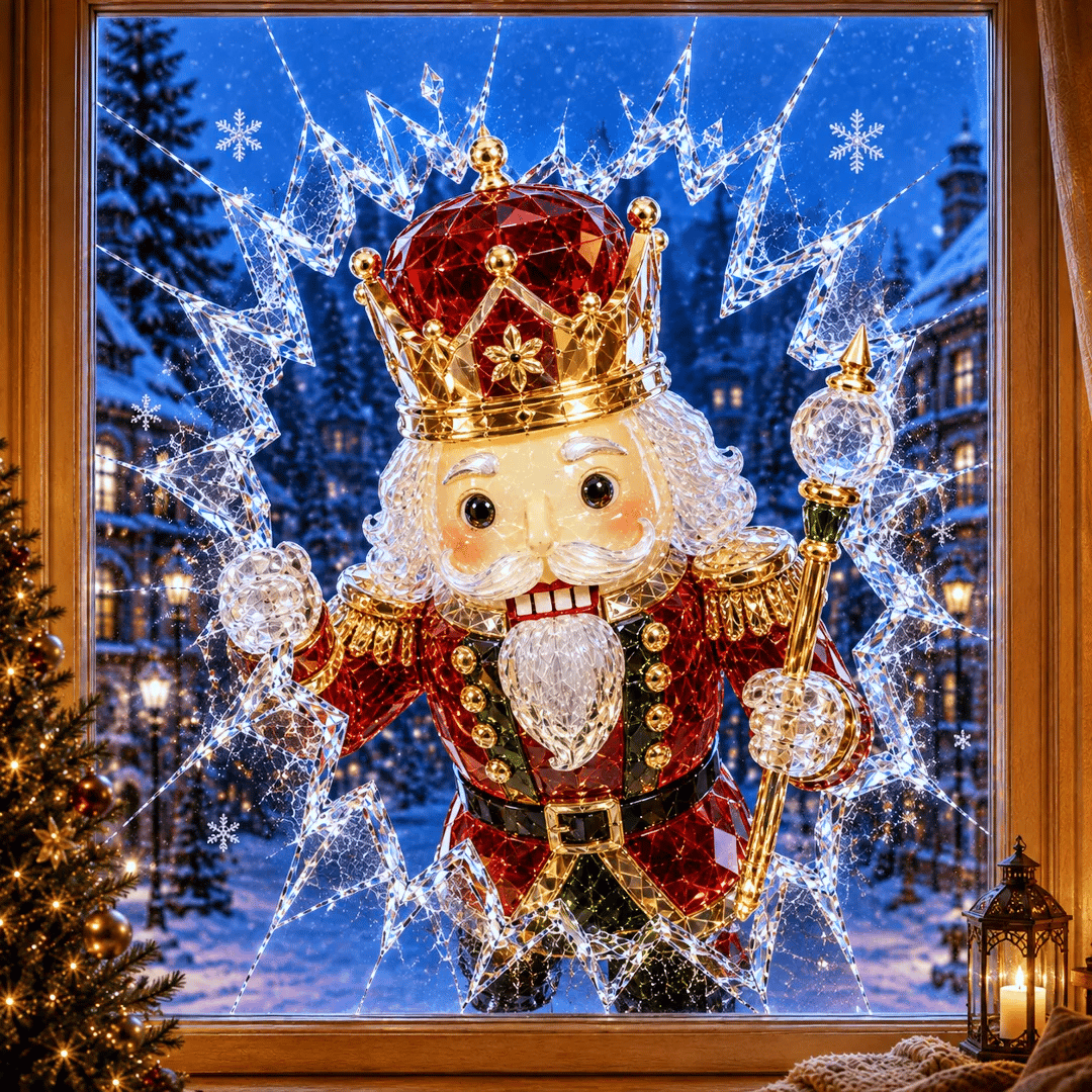 🔥SPESIALTILBUD 49 % RABATT✨🎄Krystall-juleklistremerke med innbruddsmotiv — 3D-vindusdekorasjon med knust glass til jul