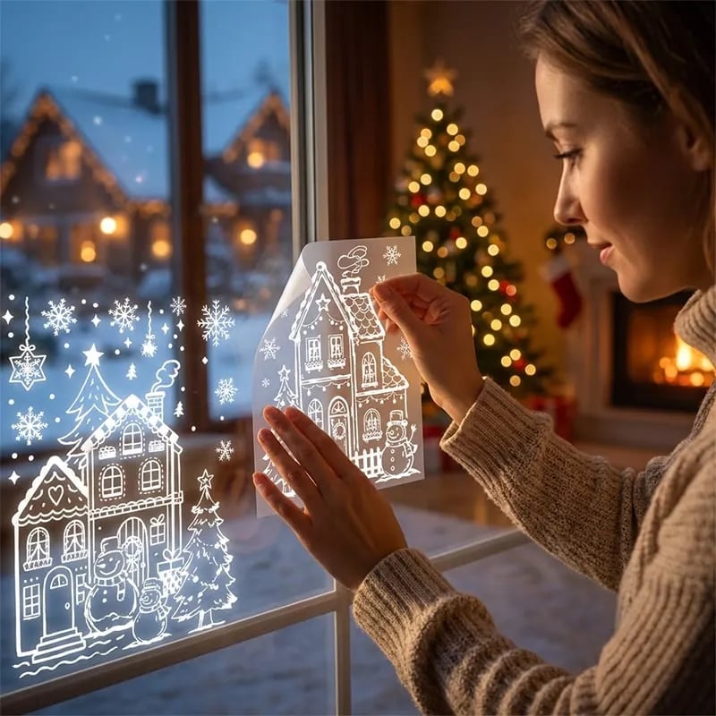 ❄️🎅Sett med statiske julevindusklistremerker
