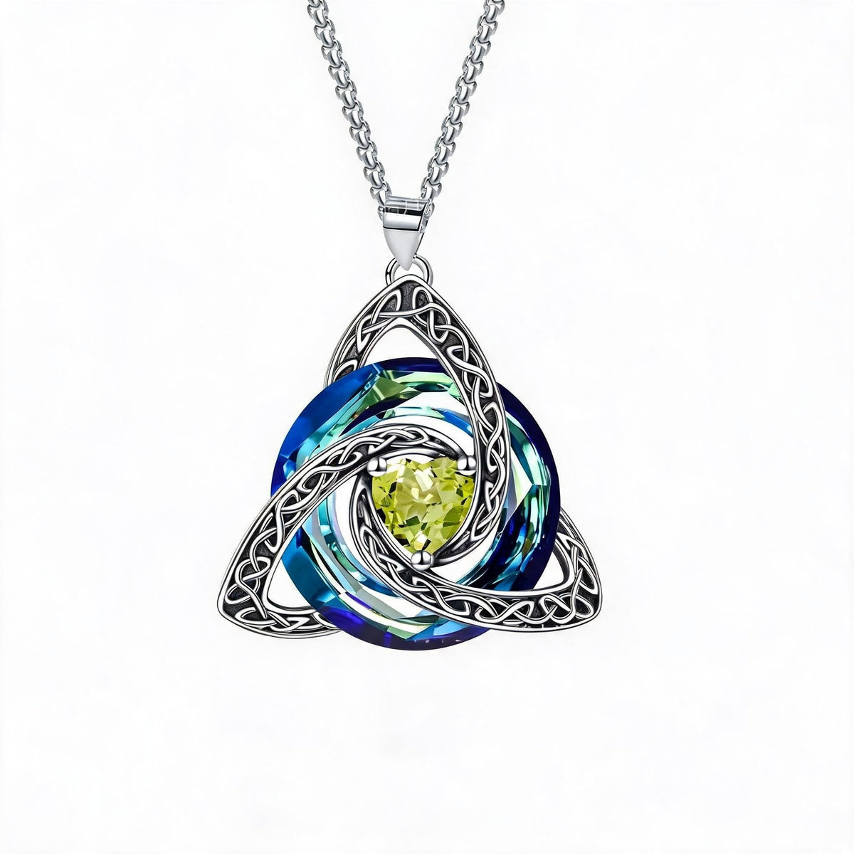Halskjede med fødselsstein og keltisk treenighetsknute ✨