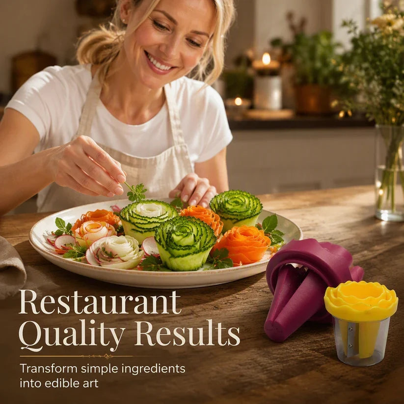 🥕✨ Manuell spiral- og krølleskjærer for grønnsaker – lag roser av gulrøtter på 60 sekunder, akkurat som på restaurant! 🌹🍽️