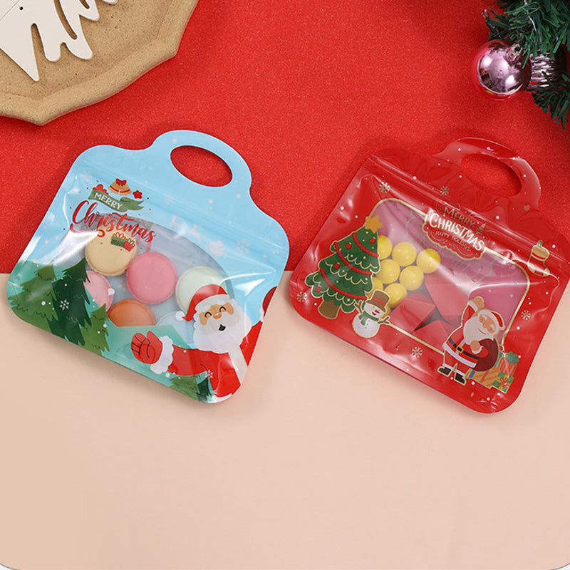 🎅Siste sjanse – 60 % rabatt! 🎁 Enkle å fylle og forsegle 🎄 Festlige godteposer med selvlukkende funksjon – motiv av julenisse og snømann | Kan lukkes på nytt, trygge for mat og perfekte til småkaker, sjokolade og små gaver ⛄