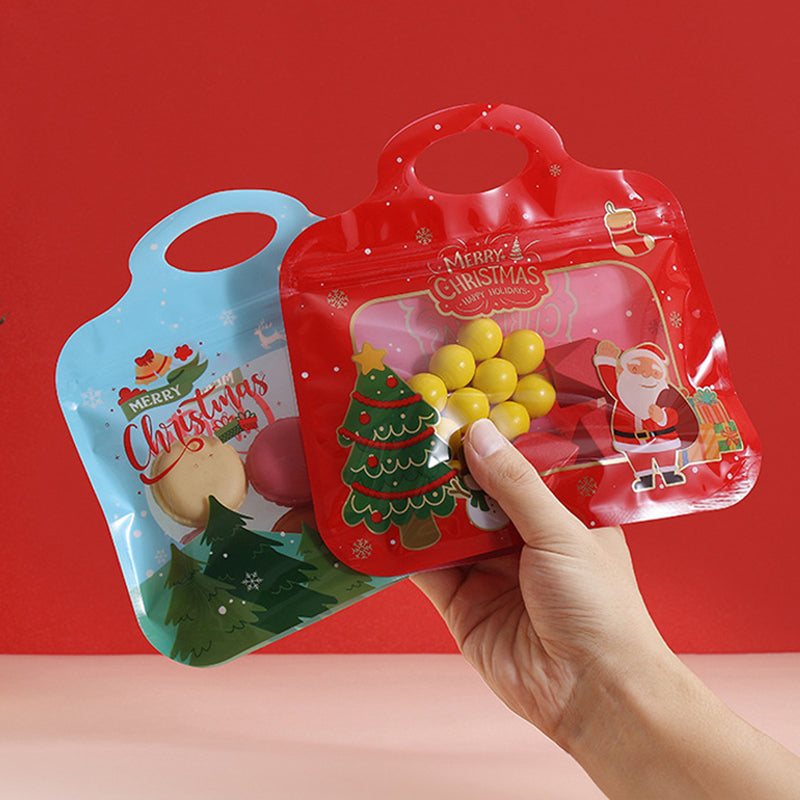 🎅Siste sjanse – 60 % rabatt! 🎁 Enkle å fylle og forsegle 🎄 Festlige godteposer med selvlukkende funksjon – motiv av julenisse og snømann | Kan lukkes på nytt, trygge for mat og perfekte til småkaker, sjokolade og små gaver ⛄