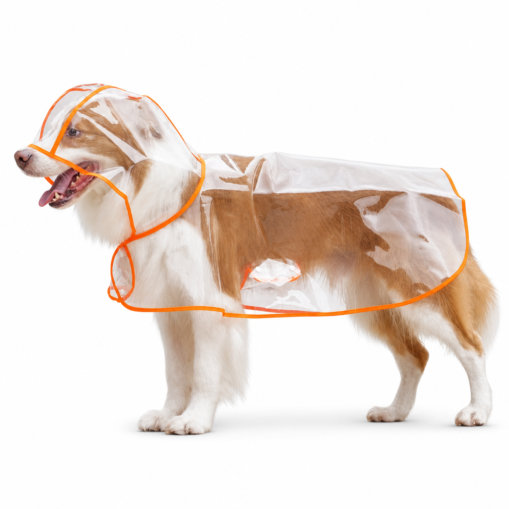 📢Nyheter – 50 % rabatt 🐕 Gjennomsiktig, vanntett regnjakke til hund – hold hunden tørr og synlig på regnfulle turer🌧️