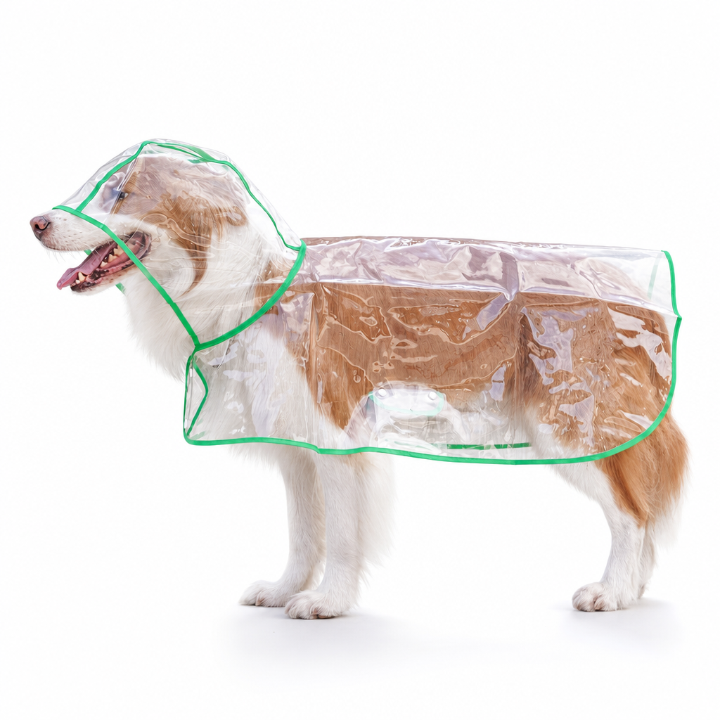 📢Nyheter – 50 % rabatt 🐕 Gjennomsiktig, vanntett regnjakke til hund – hold hunden tørr og synlig på regnfulle turer🌧️